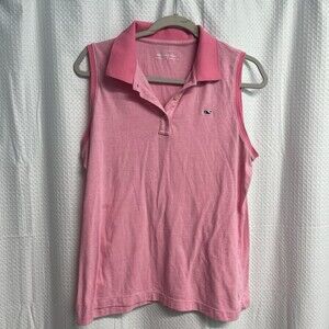 Vineyard Vines Women’s Pink Sleeveless Polo Shirt‎ Golf Tennis Pickleball Large
